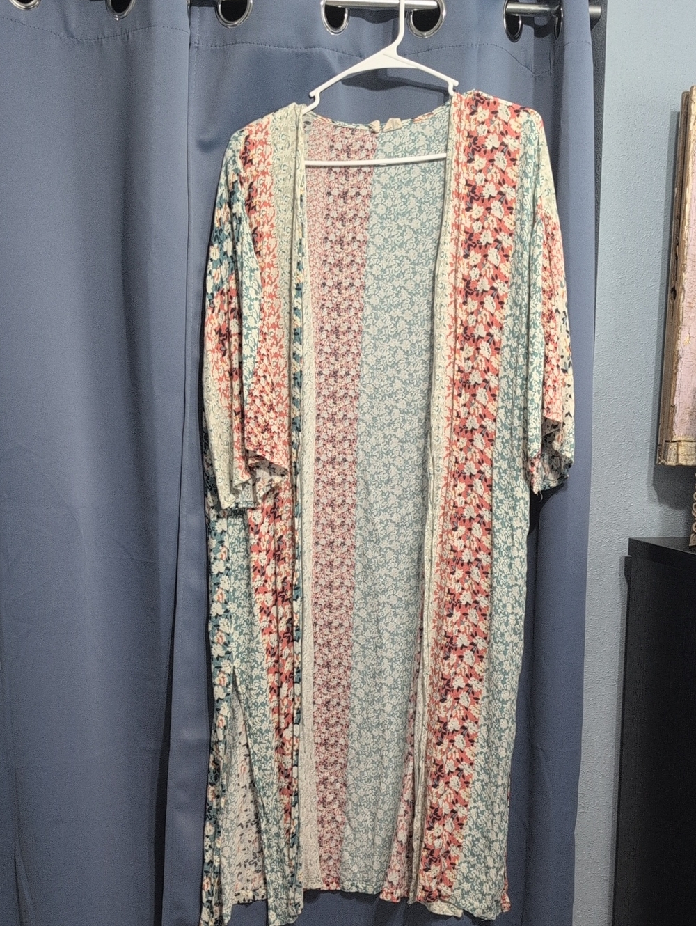 Sky and Sparrow Teal and Pink Floral Blouse